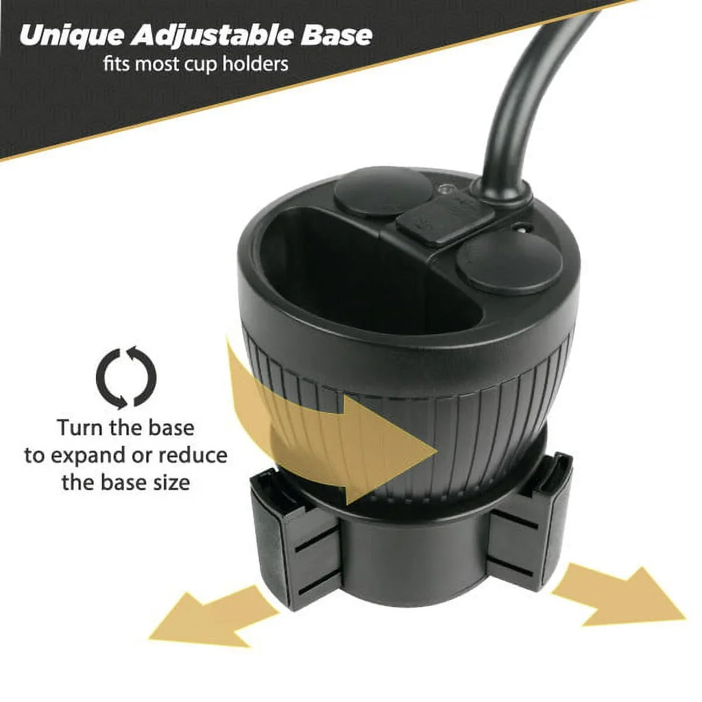 Scosche UH2PCUP Powerhub 4” Adjustable Arm and Cup Holder Car Mount Ebony