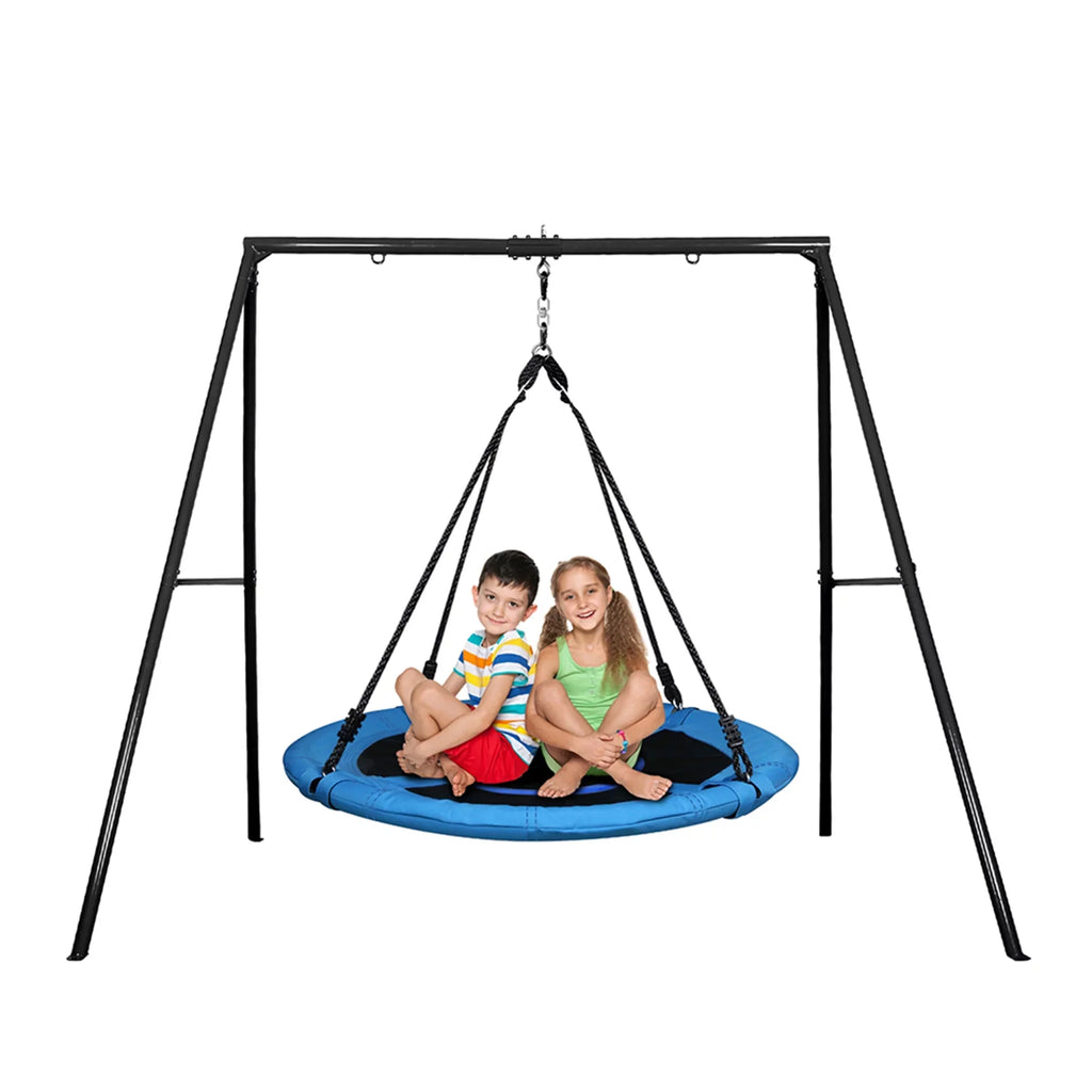 Trekassy 440lbs Metal Swing Set with 40 Inch Saucer Tree Swing, Swivel and Heavy Duty A-Frame Metal Swing Stand