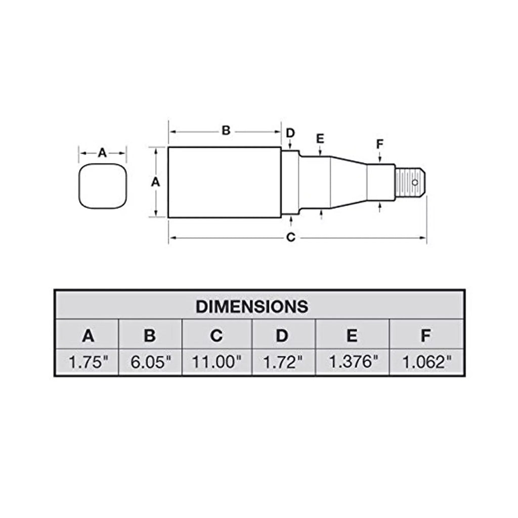 Trailer Axle Spindle For 1-3/8 To 1-1/16 I.D. Bearings