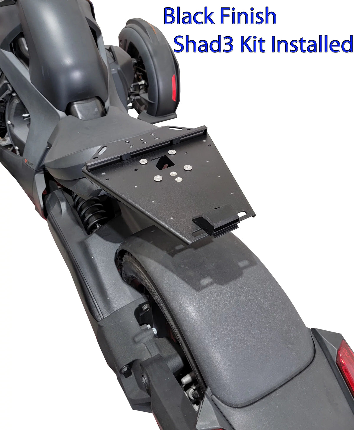 Can Am Ryker Luggage Rack Ebony Large Shad Cases Kit installed NO MAX MOUNT NEEDED.