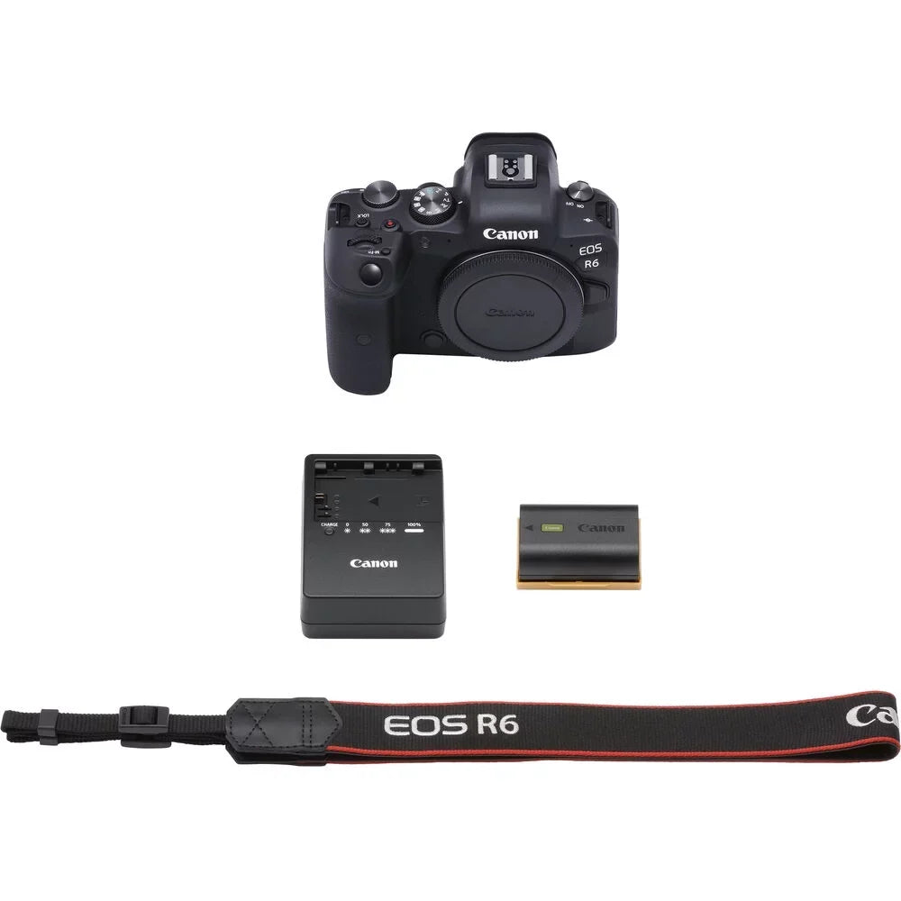 EOS R6 Mirrorless Digital Camera (Body Only) + EXT BATT + 128GB Bundle