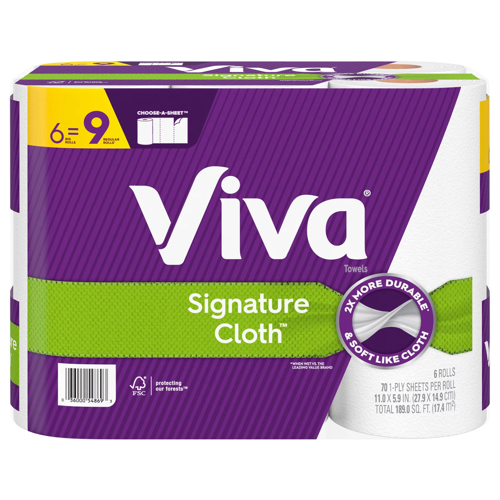 Kimberly-Clark 54869 Signature Cloth Choose-a-sheet Kitchen Roll Paper Towels, 2-ply, 11 X 5.9, White, 78 Sheets/roll, 6 Roll/pack, 4 Packs/carton