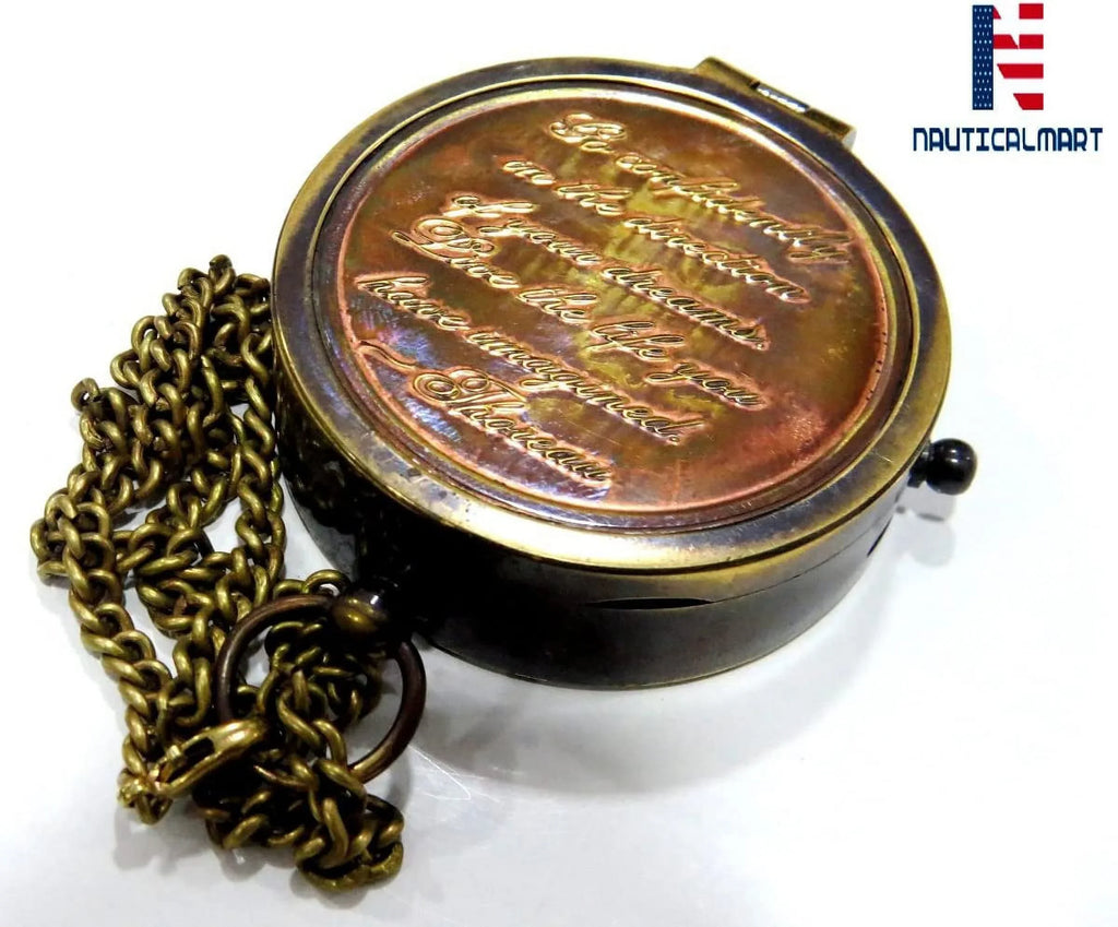 NauticalMart brass compass with leather case for gift