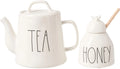 Rae Dunn By Magenta Teapot 33 oz and Honey Pot Jar 11.5 oz Gift Set