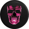 2018 2019 Wrangler JL Backup Camera 3D Cracked Grinning Skull Almost Glowing Pink Spare Tire Cover for Jeep RV 33 Inch