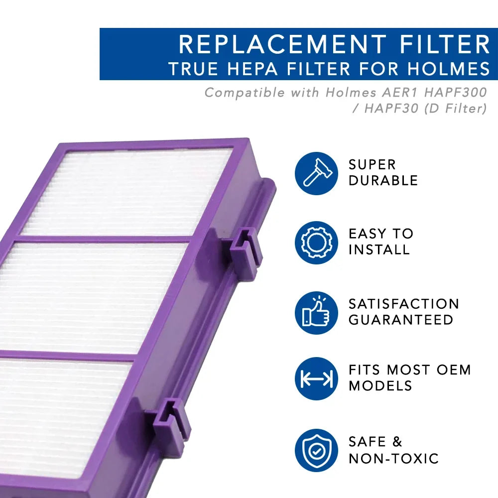HEPA D Filter for Holmes AER1 HAPF300/HAP30 (4 Pack + 8 Pre-Carbon Sheet)