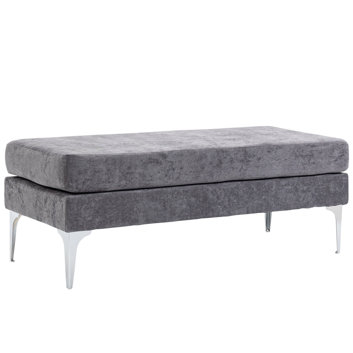 HOMCOM 48" End of Bed Bench with Steel Legs, Dark Gray