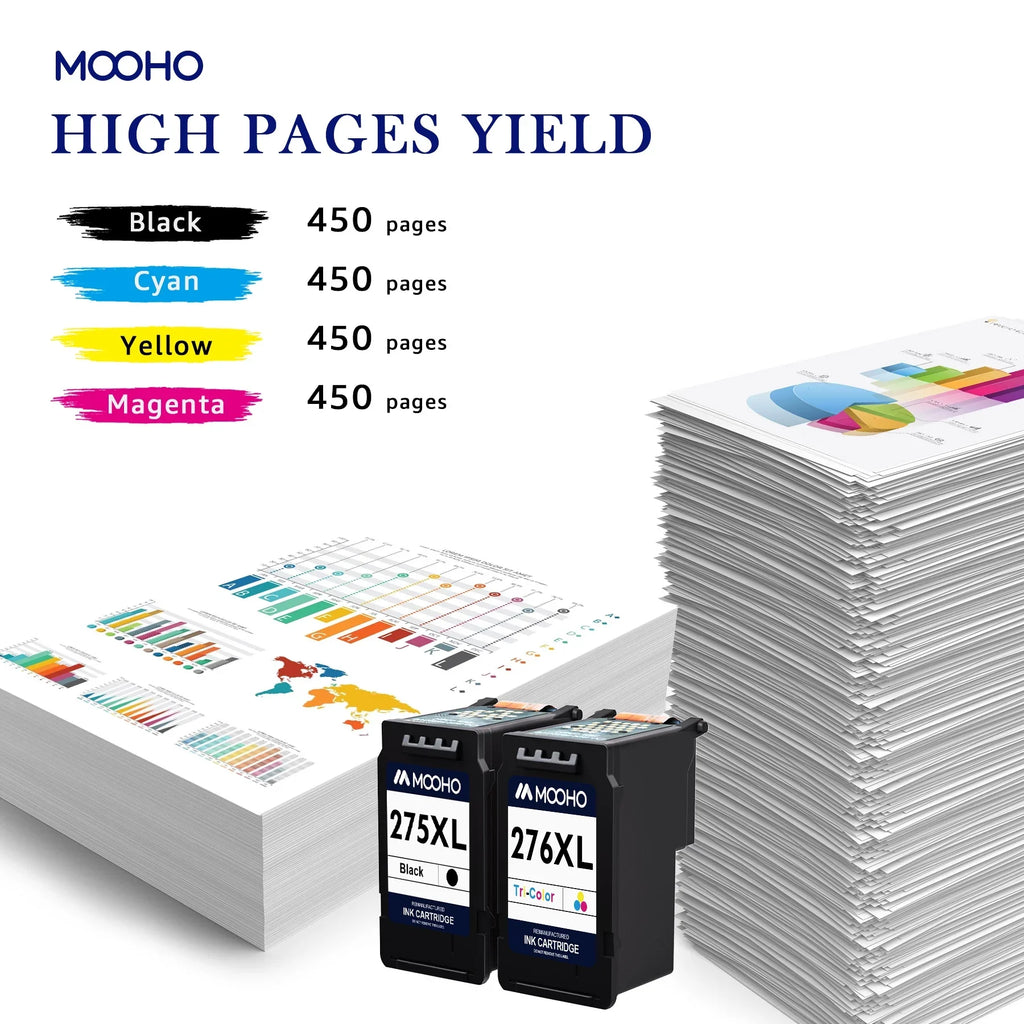 Mooho Ink Cartridges Replacement for Ink 275 PG-275XL 275XL for Pixma TS3522 TR4720 TS3520 TS3500 TR4722 TR4700 Printer,2 Pack