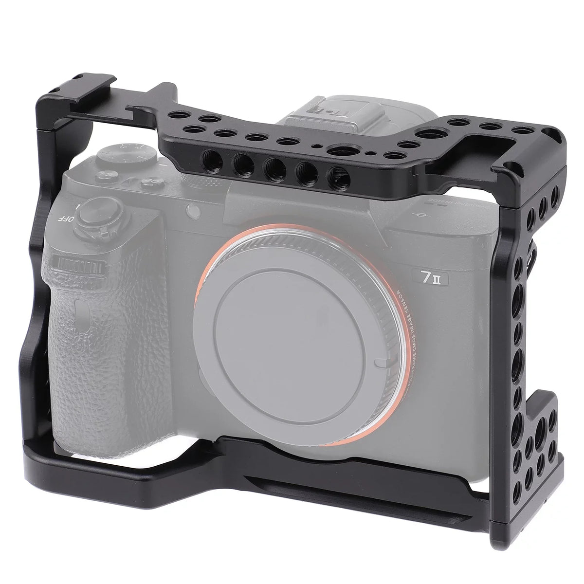 Htovila Camera Cage Aluminum Alloy Video Cage Replacement for A7M3 A7R3 A9 Mirrorless Camera with Cold Shoe Mount 1/4 Inch & 3/8 Inch Screw Holes