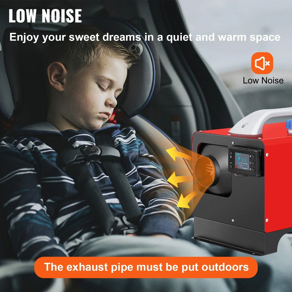VEVOR Diesel Air Heater, 5KW 12V Parking Heater, Mini Truck Heater, Single Outlet Hole, with Dark LCD, Remote Control, Fast Heating Diesel Heater, For RV Truck, Boat, Bus, Car Trailer, Motorhomes