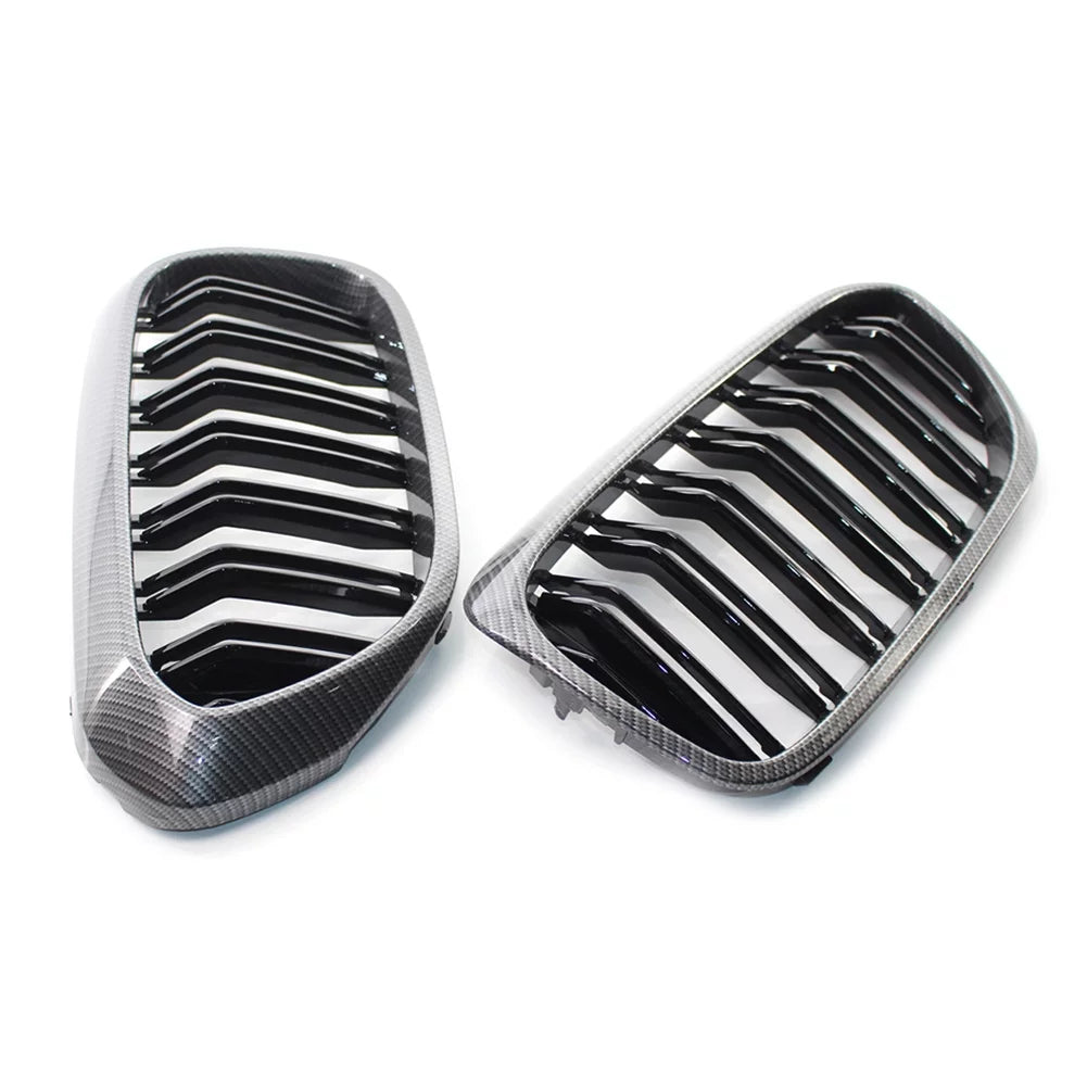 NS Front Grill Keney Grille Cover Trim for 5 Series G30 G31 G38 530i 540i 2017 2018 2019, Carbon Fiber Style